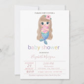 Invitation Baby shower mignonne Beby Mermaid (Devant)