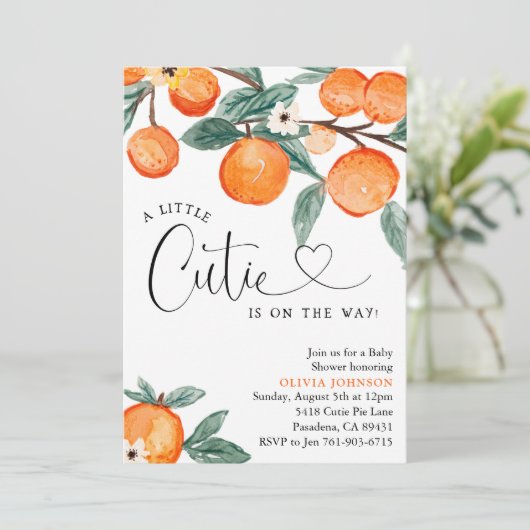 Invitation Baby Shower Mignonne Clémentine (Debout devant)