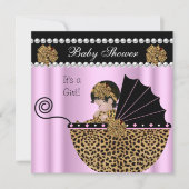 Invitation Baby Shower Mignonne Fille Rose Arc Léopard (Devant)