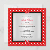 Invitation Baby shower mignonne Fille Rouge Noir Brunette (Dos)