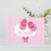 Invitation Baby shower mignonne "Mary Janes" (Debout devant)