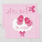 Invitation Baby shower mignonne "Mary Janes" (Devant / Derrière)