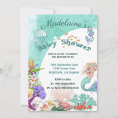 Invitation Baby shower Mignonne Sirène Sous La Mer (Devant)