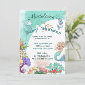 Invitation Baby shower Mignonne Sirène Sous La Mer (Debout devant)