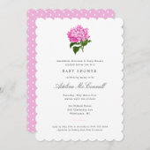 Invitation Baby shower millénaire rose Hydrangea (Devant / Derrière)
