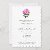 Invitation Baby shower millénaire rose Hydrangea (Devant)