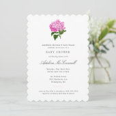 Invitation Baby shower millénaire rose Hydrangea (Debout devant)