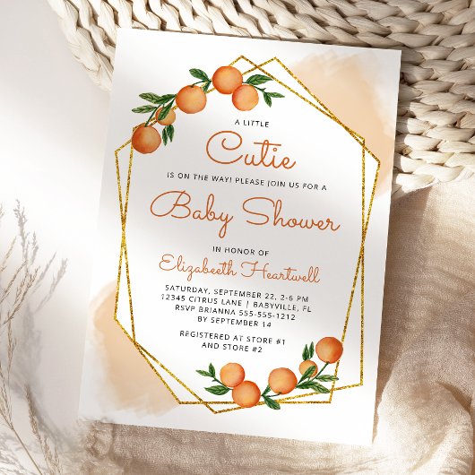 Invitation Baby Shower Mini Citron Mignon Orange