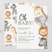 Invitation Baby shower mini Oh Baby Safari (Devant / Derrière)