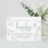 Invitation Baby shower minimal Bleu Teddy Bear Demande I (Debout devant)