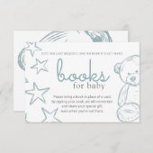 Invitation Baby shower minimal Bleu Teddy Bear Demande I (Devant / Derrière)