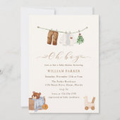 Invitation Baby shower minimal Boho Oh Boy Toy (Devant)