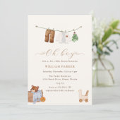 Invitation Baby shower minimal Boho Oh Boy Toy (Debout devant)