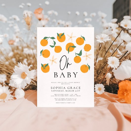 Invitation Baby shower minimal d'agrumes