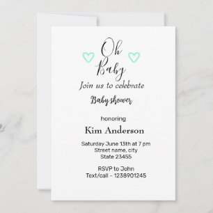 Invitation baby shower minimal éditable pastel bleu vert