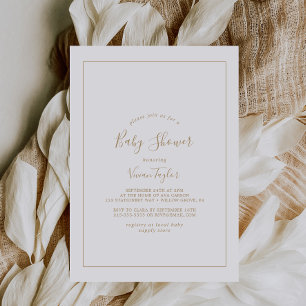 Invitation Baby shower minimal en or