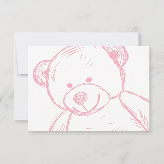 Invitation Baby shower minimal en Teddy Rose Bear Demande I (Dos)
