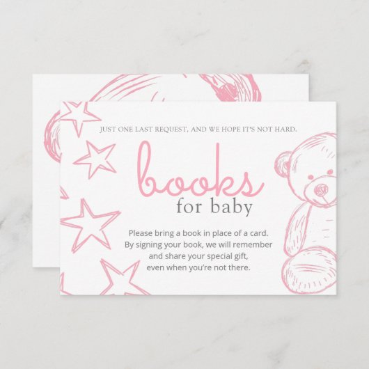 Invitation Baby shower minimal en Teddy Rose Bear Demande I (Devant / Derrière)