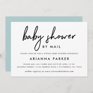 Invitation Baby shower minimal moderne par courrier   Bleu