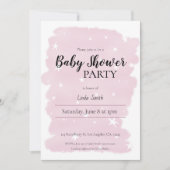 Invitation Baby shower minimal rose d'aquarelle fille (Devant)