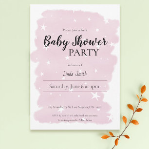 Invitation Baby shower minimal rose d'aquarelle fille