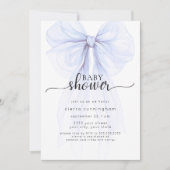 Invitation Baby shower minimale Elégant Blue Bow (Devant)