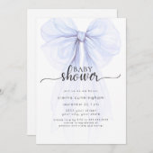 Invitation Baby shower minimale Elégant Blue Bow (Devant / Derrière)