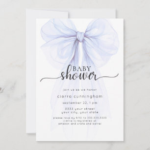 Invitation Baby shower minimale Elégant Blue Bow