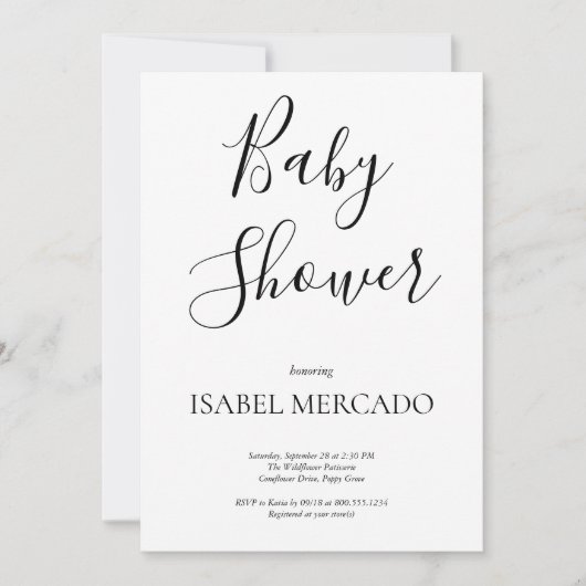 Invitation Baby shower minimaliste (Devant)