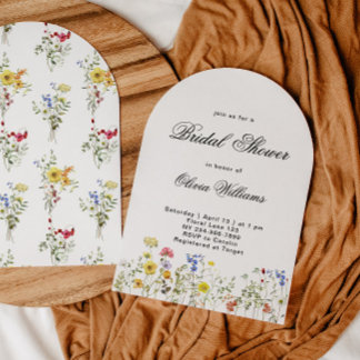 Invitation Baby-Shower Minimaliste à Thème Fleurs Sauvages