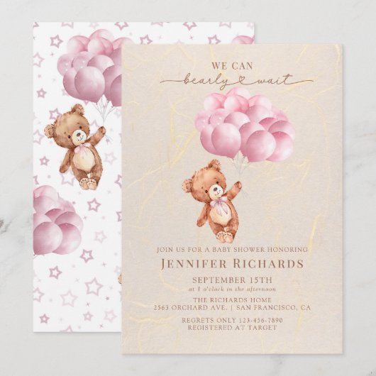 Invitation Baby shower minimaliste | Attendre (Devant / Derrière)