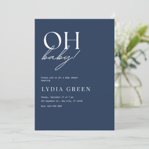 Invitation Baby-Shower Minimaliste Baby-Shower Bohème Bleu