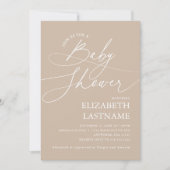 Invitation Baby Shower Minimaliste Beige (Devant)