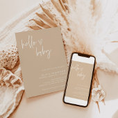 Invitation Baby shower minimaliste beige | Neutre les sexes