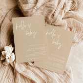 Invitation Baby shower minimaliste beige | Neutre les sexes