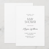 Invitation Baby shower minimaliste blanc simple (Devant / Derrière)