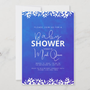 Invitation Baby-Shower Minimaliste Bleu