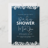 Invitation Baby shower minimaliste bleu foncé (Devant)