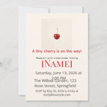 Baby Shower Minimaliste Cerise, Modifiable