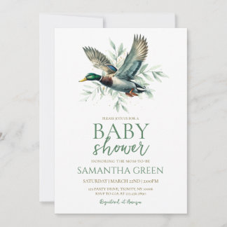 Invitation Baby shower minimaliste de canard de Mallard neutr