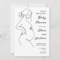 Baby shower minimaliste de grossesse art ligne