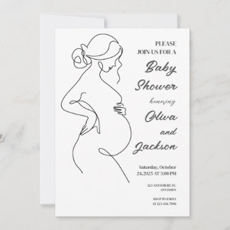 Invitation Baby shower minimaliste de grossesse art ligne