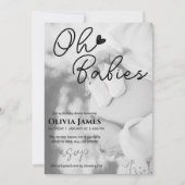 Invitation Baby shower minimaliste de jumeaux photo manuscrit (Devant)