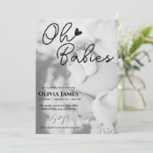 Invitation Baby shower minimaliste de jumeaux photo manuscrit (Debout devant)