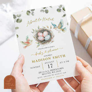 Invitation Baby shower minimaliste de la Petite Oiseau