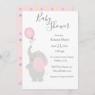 Invitation Baby shower minimaliste d'éléphant gris