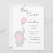 Invitation Baby shower minimaliste d'éléphant gris (Devant)