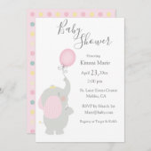 Invitation Baby shower minimaliste d'éléphant gris (Devant / Derrière)