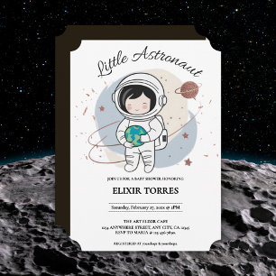 Invitation Baby shower minimaliste des petits astronautes