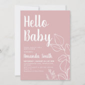 Invitation Baby shower minimaliste d'eucalyptus rose (Devant)